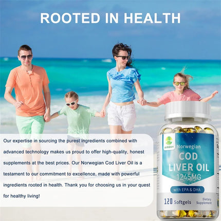 Cod Liver Oil Capsules - Contains EPA and DHA To Support Cardiovascular Health, Promote Overall Well-being, and Enhance Memory