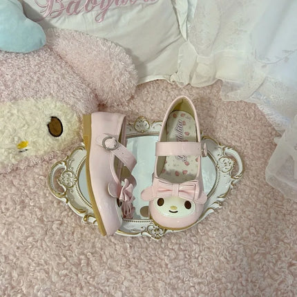 Sanrio Melody Lolita Princess Shoes Pink Kawaii Cartoon Anime Style Decoration Flat Shoes Girl Lolita Round Head Princess Shoes
