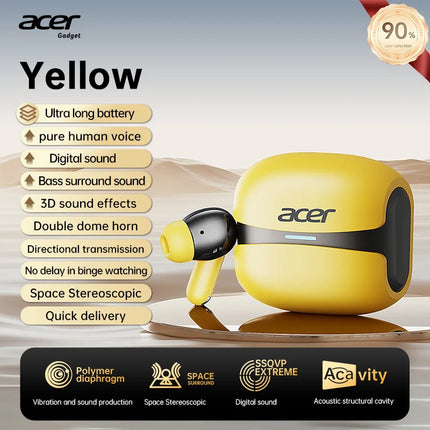 Acer Ohr548 Wireless Bluetooth Headphones with In-Ear Design, Anc Call Noise Reduction, Charging Case, Stereo Sound Effect, Low Latency for Gaming, Comfortable Fit for Sports, Running, and Fitness