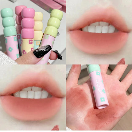 1/5Pcs Candied Fruit Lip Mud Milk Mist Velvet Matte Lip Gloss Long Lasting Not Easy To Stick Cup LipGlaze Almond Brown Pink