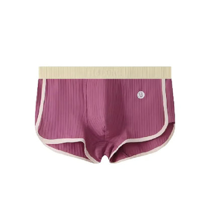 1/3PCS 100% Cotton Solid Striped Men's Boxer Sexy Breathable Mesh U Crotch Underwear High Elastic Widen Waistband Underpants