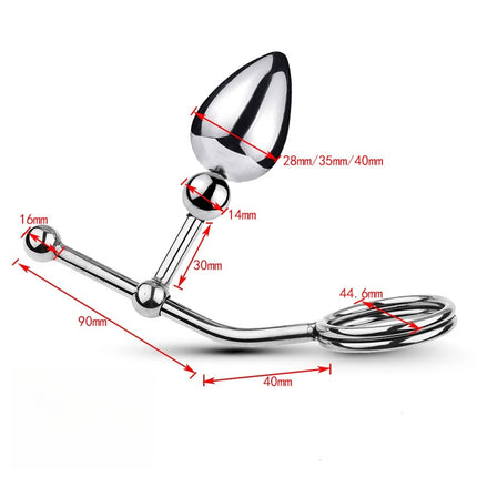 Removable Anal Butt Plug with Adjustable Penis Ring Metal Sexy Detachable Anal Plug Steel Single Double Ball Adult Toys for Men