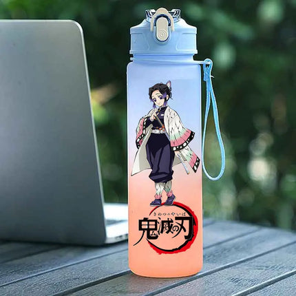 Demon Slayer  Straw Cup 750ML Children's Large Capacity Portable Kamado Nezuko Sports Plastic Bottle Anime Gradient Drinking