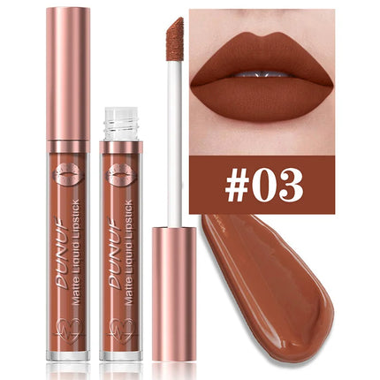 DUNUF 18 Color Matte Velvet Lipstick Waterproof Long-lasting Nude Matte Lip Gloss Clear Moisturizing Lip Oil for Women Makeup