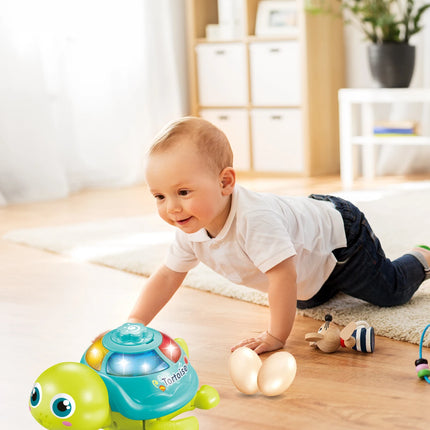 Electric egg-laying turtle toy Suitable for children over 3 years old with light, sound with universal wheel function