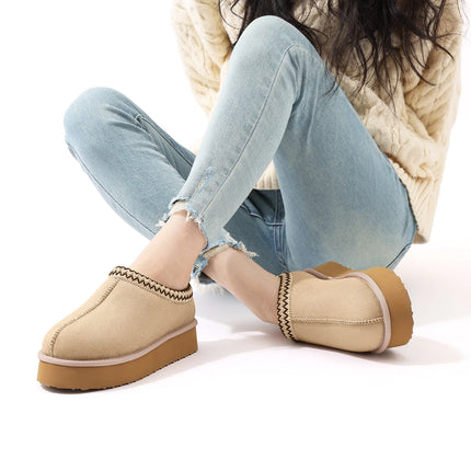 Comwarm Winter Fuzzy Women's Slippers Fluffy Warm Outdoor Slides High Quality Cotton Shoes Platform Plush Lining Women Slippers