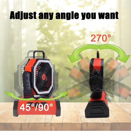 Multi-functional 30000mAh Outdoor Fan with 270° Rotation 3 Brightness LED Lights USB Rechargeable for Camping Fishing Hiking Fan