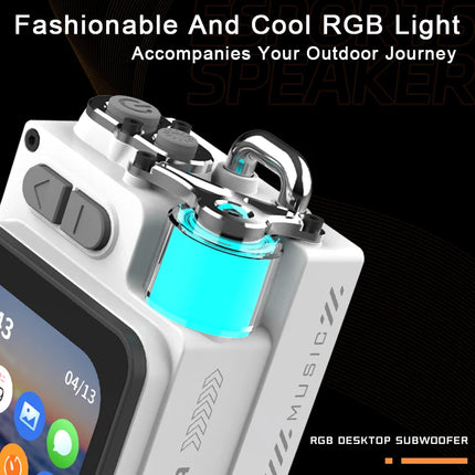 GAMINJA Wireless Bluetooth Metal Mechanical Speaker LED Display Screen With RGB Desktop Subwoofer Support Calendar Alarm Clock