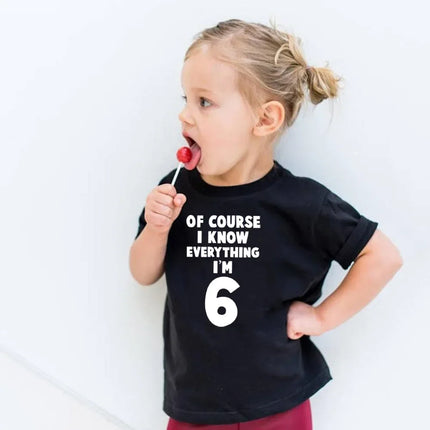 Of Course I Know Everything I'm 4/5/6 Kids Funny Birthday T Shirt Toddler Boys Girls Short Sleeve Tshirt Children Casual Tops
