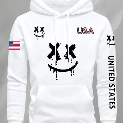 Autumn Winter Expression Print Men Women Long-sleeved Hooded Sweatshirt Daily Outdoor Vacation Fitness Casual Warm Sportswear