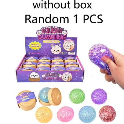 Hot 2026 Decompression toy glitter colored bun shaped venting ball, dumping bun squeezing decompression ball