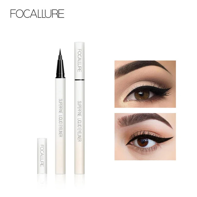 FOCALLURE Soft Black Liquid Waterproof Eyeliner Long Lasting Extra Fine Makeup for Eyes Cosmetics