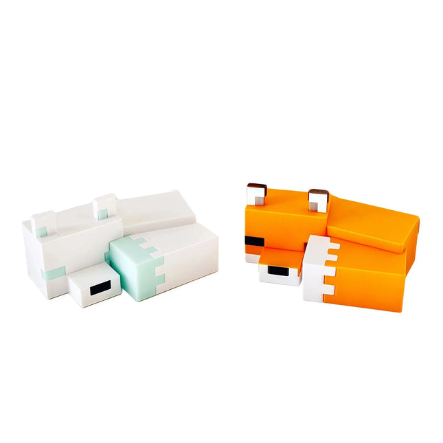 2 Pieces - 3D Printed Sleeping Cube Fox Figurines, Indoor and Outdoor Table Decorations, Wedding, Birthday, Christmas, New Year Gifts, Party Favor Fillers