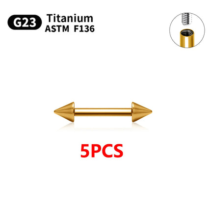 1/5pcs Internal thread Piercing G23 Titanium ASTM F136 14G 16G Jewelry Long Industrial Barbell earrings Sexy Barbell Tongue nail
