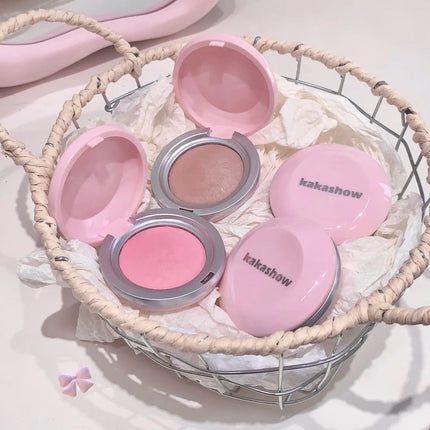 Kakashow Single Color Blush Silky Matte Delicate Powder Natural Pink Rouge for Facial Makeup