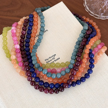 Trendy Simple Colorful Natural Stone Bead Choker Necklace 2026 Fashionable Aesthetic Accessory Accessories For Women