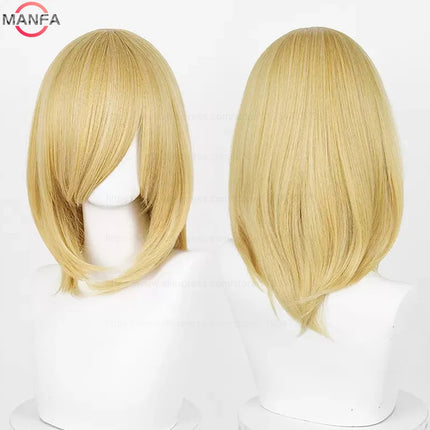 40cm Medium Basic Anime Cosplay Wig Bang Blond  Black White Red Pink Green Brown Gold Blue Heat Resistant Synthetic Hair Wigs
