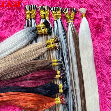 I Tip Hair Extension Straight Human Hair Extension 0.8g/ 1g/Strand 50pc/Set Capsule Keratin Natural Fusion Human Hair Extension
