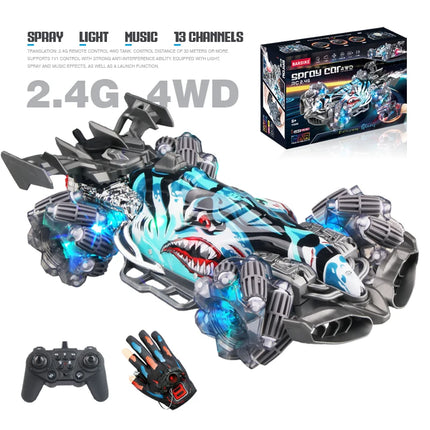Colorful lights spray stunt racing 4WD shift 2.4G wireless gesture induction racing race remote control toy car