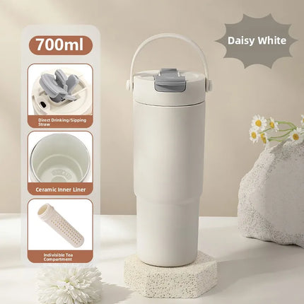Large Capaci Cerc Inner Lid Insulated Mug Portable Car Coffee Cup Sports Water Bottle Fem High Aesthetic Value