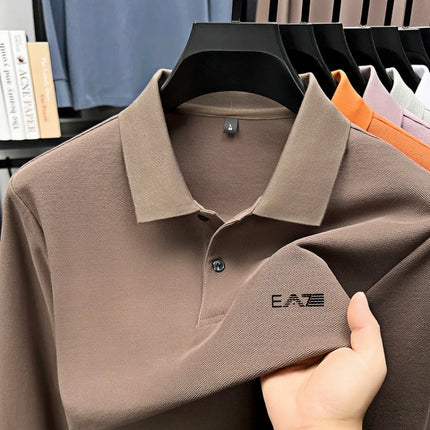 Luxury brand Polo shirt long-sleeved letter-printed top spring new 100% cotton fashionable casual comfortable breathable T-shirt