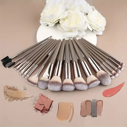 10-20PCS Premium Makeup Brushes Set with Hairband Wrist Rest Silicone Sponge Ball Powder Puff And Cleaning Tool Included