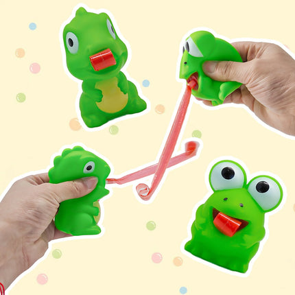 Novelty Frog Dinosaur Tongue Out Squeeze Toys Funny Sensory Fidget Stress Relief Toys for Office Home Teens Adults Cat Fun Gifts