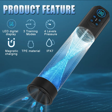 IPX7 Waterproof Electric Penis Pump for Enlargement Man Vacuum Pump Enlargement Extend Pump 4 Suction Levels 2 Silicone Sleeves