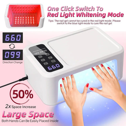 140LEDS Nail Dryer 480W LED UV Nail Lamp For Curing All Gel Nail Polish Motion Sensing Manicure Lamp With Big Space Salon Tool