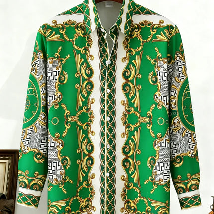 2026 New Men's Shirt, Street Style, 3D Printed High-Definition Pattern Print, Stylish Lapel Design, Versatile Trendy Men's Top