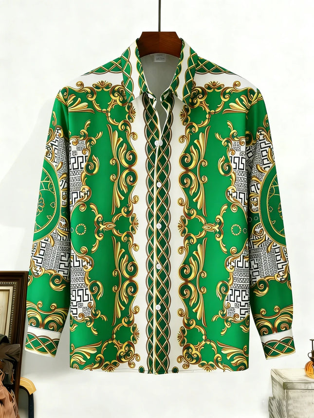 2026 New Men's Shirt, Street Style, 3D Printed High-Definition Pattern Print, Stylish Lapel Design, Versatile Trendy Men's Top