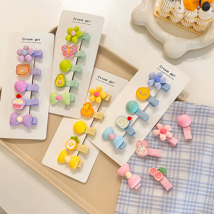 5PCS/Set Cute Cartoon Baby Girl Hair Clips Sweet Flower Bow Sided Clips Bangs Clips Kids Barrettes Hair Accessories
