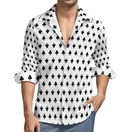 Men's Long Sleeve Shirts Poker Symbols Casual Male Playing Card Suits Shirt Long Sleeve Funny Blouses Spring Clothes Shirts