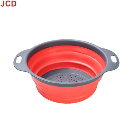 JCD 1pcs Fruit Vegetable Washing Basket Foldable Strainer Silicone Colander Dish Collapsible Drainer Filter Kitchen Storage Tool