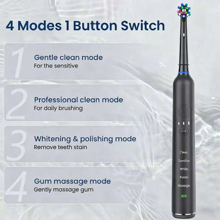 Intelligent Rotating Electric Toothbrush,Waterproof  Rechargeable Rotary Smart Toothbrush Compatible with Oral B
