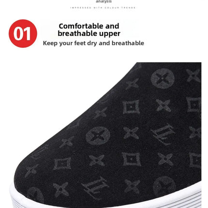 Low-Top Men's Shoes Chinese Style Soft Bottom Driving Shoes Breathable Casual Loafers Flat Heel Slip-On Canvas Shoes