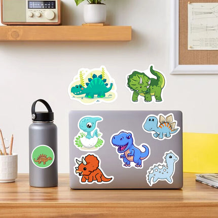 Cute Lovely dinosaur Stickers Kawaii Animal Self-Adhesive Decals for Laptop Scrapbook Luggage Refrigerator Notebook Child Toys
