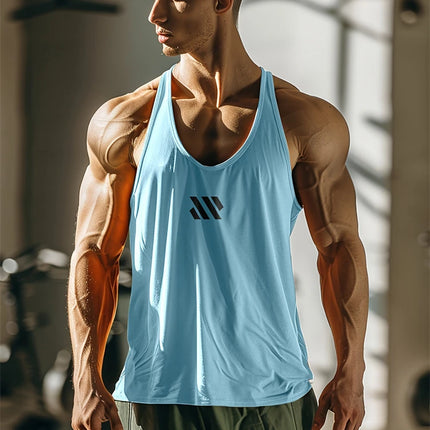 Summer New Men's Tank Top Quick Dry Fitness Tank Top Breathable Comfortable Casual Tank Top Running Pattern Printed Tank Top