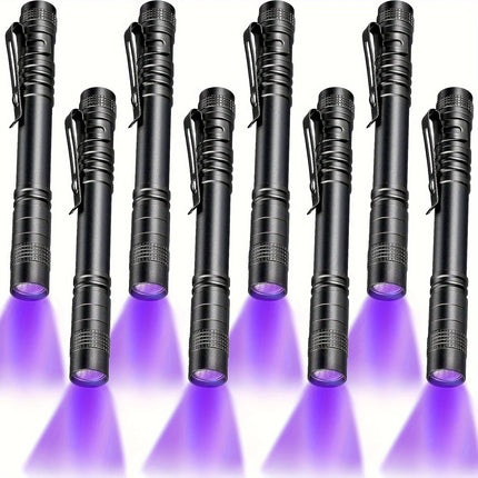 1-8PCS 395nm UV LED Pen Light,Blacklight Flashlight w/ Clip Portable Detector for Hotel/Pet Urine/Bed Bugs/Camping(AAA Battery)