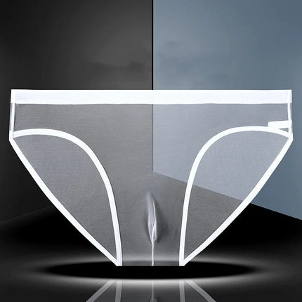 1-2 Pcs Sexy Full Transparent Men's Mesh Underwear Ultra-thin Breathable Ice Silk Seamless Briefs Erotic Male Underpants