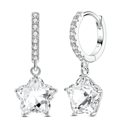 Orstarry 925 Sterling Silver Crystal Circular Eardrops Drop Earrings Women Earrings Charm Fashion Versatile Party Jewelry Gifts