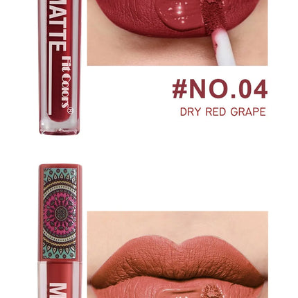 6Colors Waterproof Liquid Lipstick Matte Velvet Clay Texture Lip Gloss Bohemian Style Earth Brown Lasting Non Stick Cup Makeup
