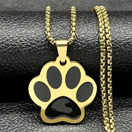 Punk Dog Paw Pendant Necklace for Women Men Stainless Steel Gold Silver Color Animal Puppy Claw Chain Jewelry colar masculino
