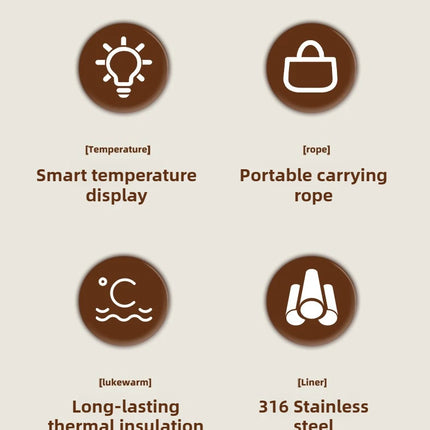 Smart Temp Display Stainless Steel Tumbler Mug Vacuum Insulated Coffee Cup Travel Thermos Cups Thermal Hot Water Bottle for Tea