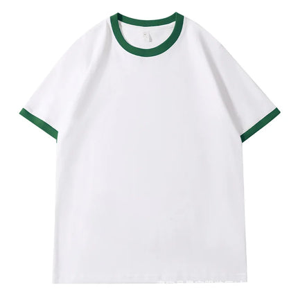 210G Heavy Cotton Men's T-shirt Edge-bumping O-Neck Short-sleeved Man T shirt Contrasting Color Splicing Men T-shirt Tops Tees