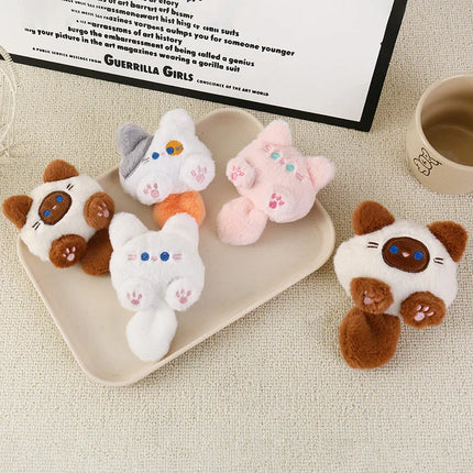 Stuffed Coffee Cat Plush Keychain Creative Soft Fluffy Animal Plush Key Chain Colorful Ins Cat Plush Doll Children Gift