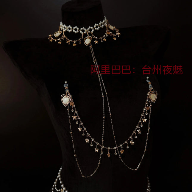 Metal Nipple Clamps Body Chains Butt Plug Set Sexy Women Jewelry Lingerie Breast Restraints Clitoral Stimulators Anal Dilator SM