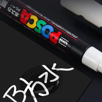 3pc UNI POSCA Marker Pen,White rotulador permanente Black Acrylic Graffiti PC 1M 3M 5M POP Pen For Glass Ceramic Leather Fabric