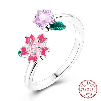Adjustable Rings 925 Sterling Silver Mermaid Wing Dragon Sunflower Tulip Open Rings For Women Female Original Engagement Jewelry
