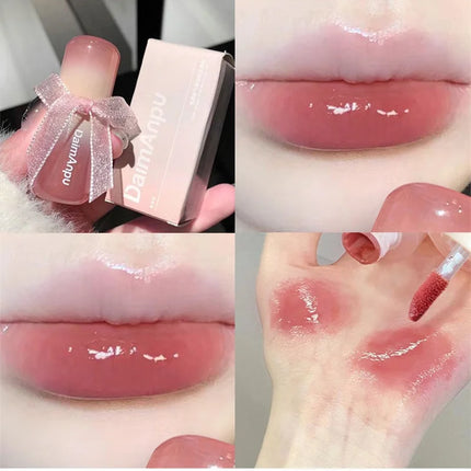 Sweet Lip Gloss Jelly Lip Glaze Moisturizing Lip Tint Mirror Waterproof Non-stick Cup Solid Makeup LipOil Lipstick Cosmetic